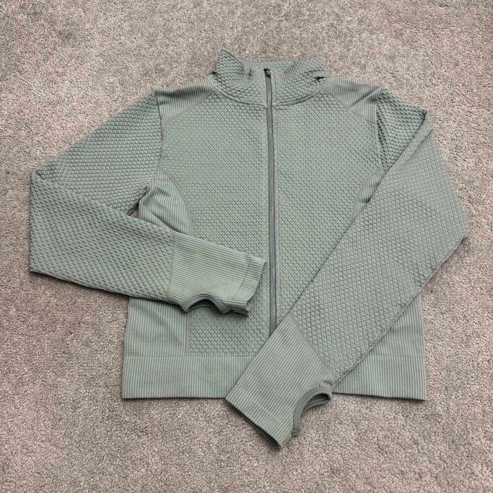 Bailey 44 Sport Full Zip Jacket Women Medium Blue Textured Seamless Stretch EUC